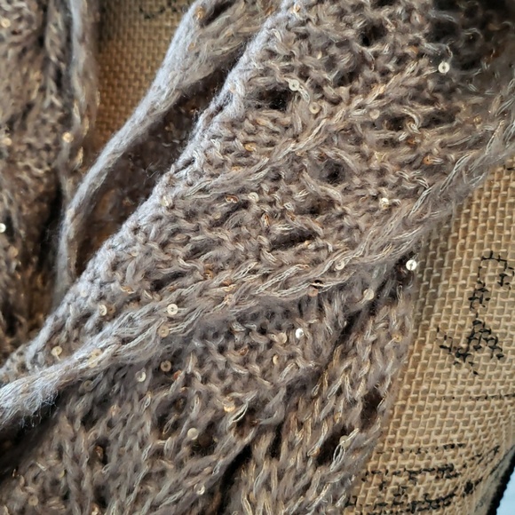 Faded Glory scarf taupe tan infinity gold sparkle One size - Picture 3 of 6